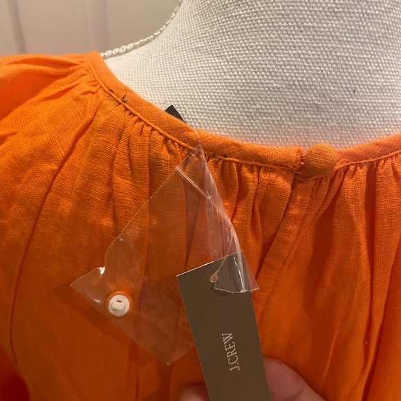 New J.Crew Palermo smocked-waist mini dress in linen, color: fire lily, size: XL - Picture 9 of 10